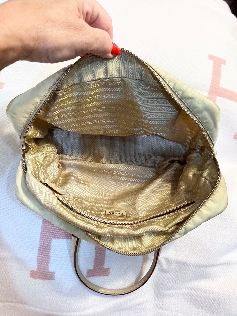 Prada⭐️Authentic Pale Yellow Nylon Top-Handle Gold hardware Hobo Bag - Picture 8 of 12